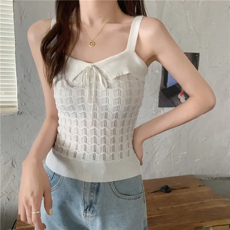 

Women's Bow Cutout Sleeveless Knit Sling Sweater