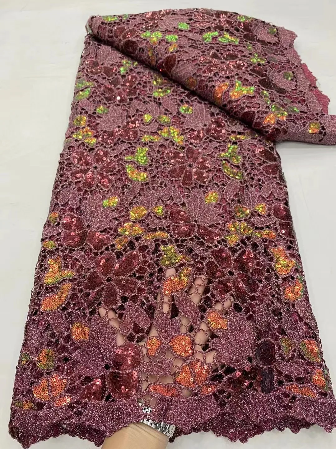 

African Milk Silk Cord Lace Fabric 2023 High Quality Lace With Sequins French Net Lace Tulle Mesh Fabric For Party Dress