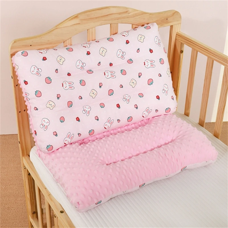 Double Sided Toddler Pillow Soft & Lightweight Bean Dot Fabric Baby Headrest Pillow for Kids Comfortable Support