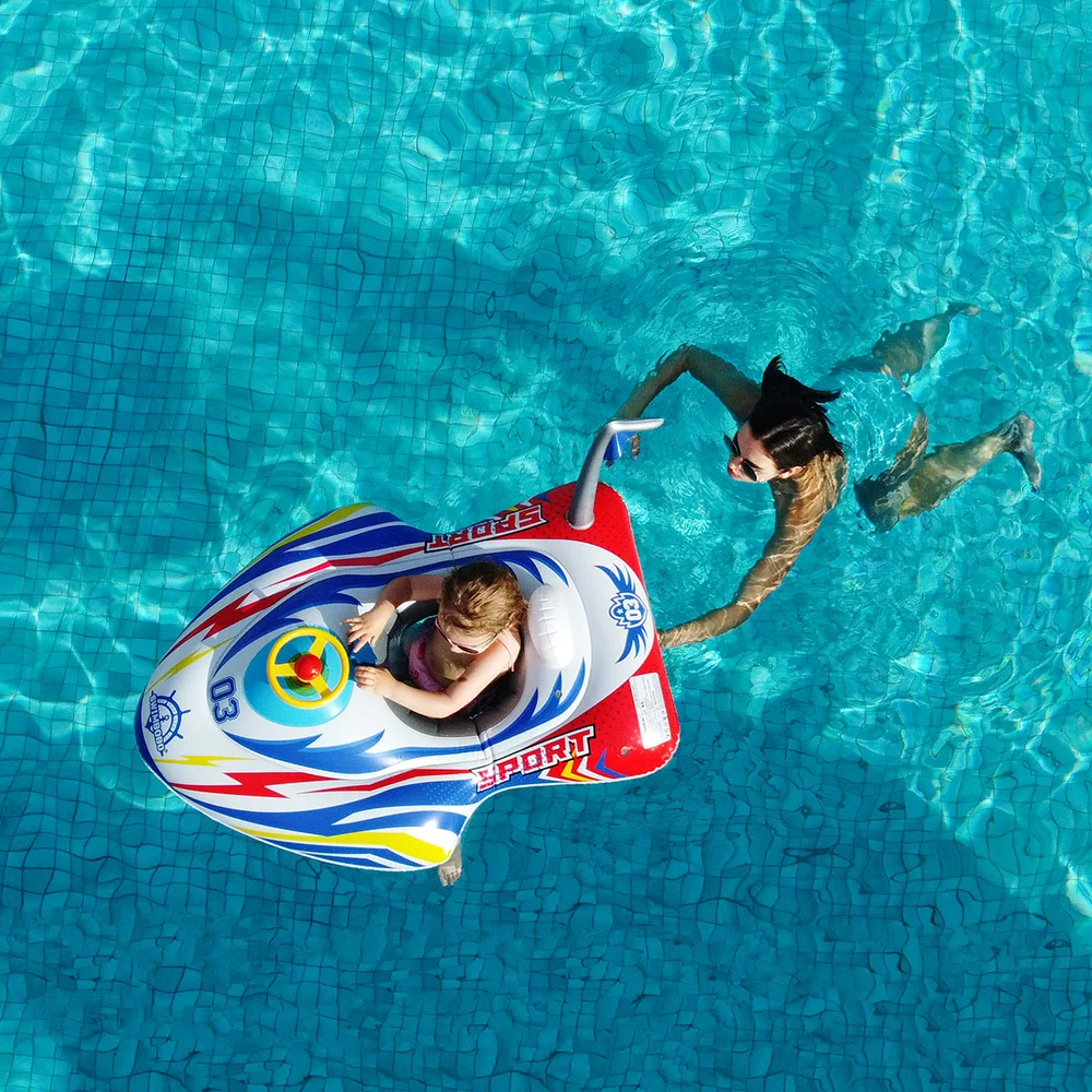 Kids Swimming Ring Kids Inflatable PVC Swim Circle Cartoon Motrorcycle Seat Boat Floating Pool Accessories For Toddler Toys 5