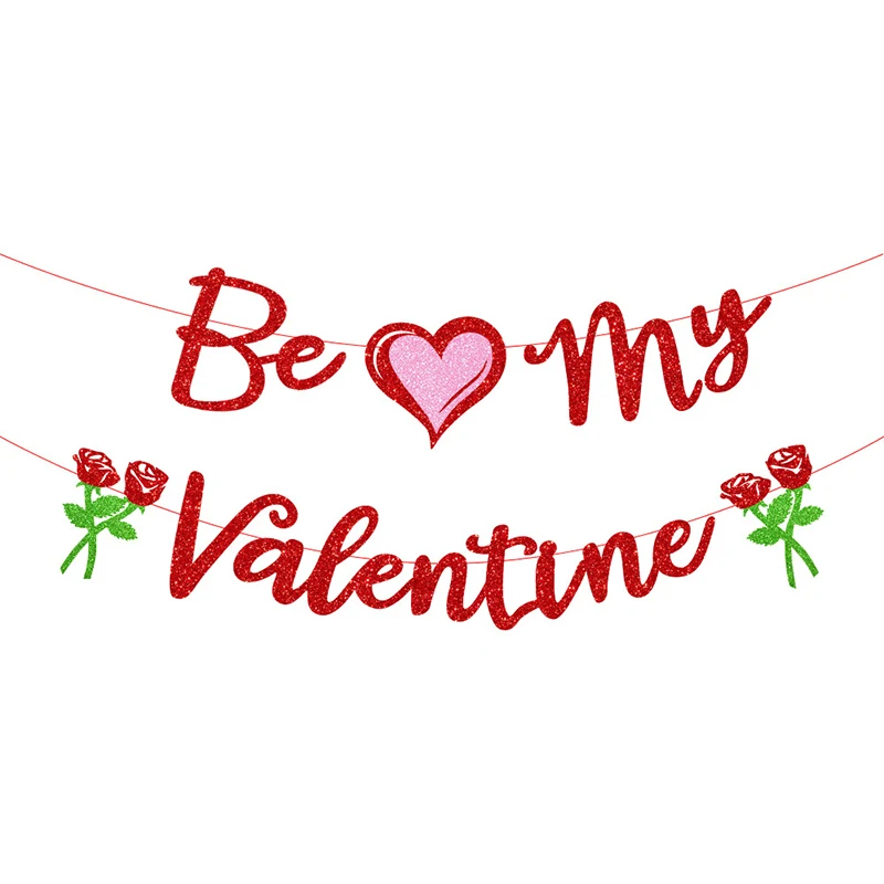 1set Valentine Day Banner Love Heart Paper Banners I Love You Anniversary Hanging Garland Party Supply 4