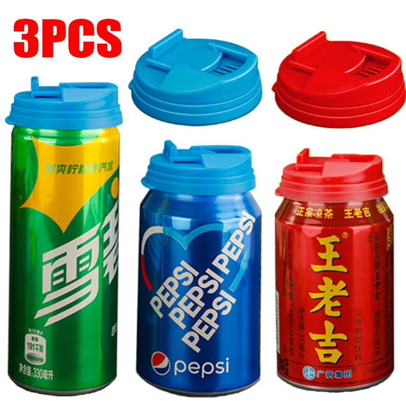 1/3Pcs Plastic Beverage Can Lids Leak-proof Drinks Protector Multi-color Air-leak Beer Sealing Cap Portable Water Bottle Covers