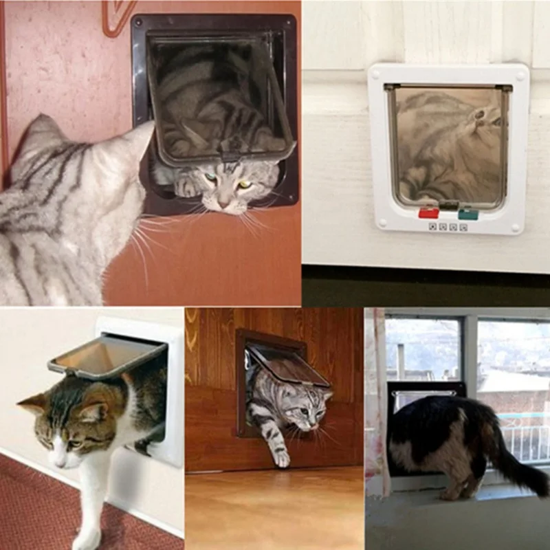 Pet Dog Cat Flap Door with Security Lock Pet Door for Dogs Cats Kitten Puppy Small Gate Pets Safety Doors Supplies