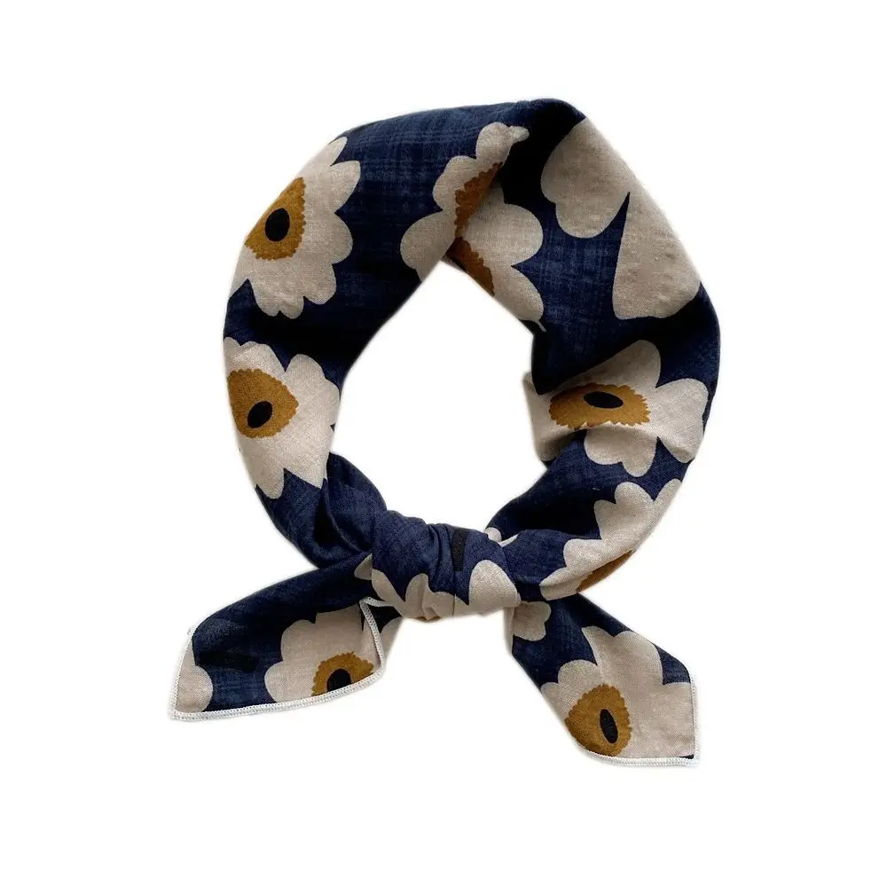 Flower Headband Cotton Linen Square Scarf Pastoral Style Head Scarf Floral Kerchief Collocation Clothing Accessories Neckerchief 5