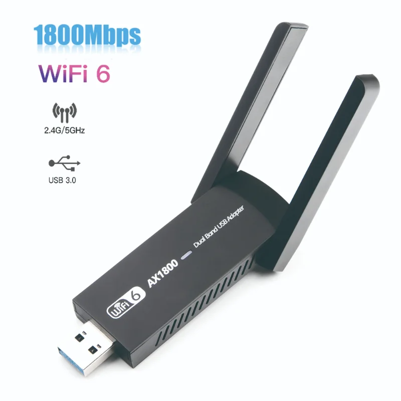 

USB WiFi 6 Adapter 1800Mbps 5G Wireless Network Card WiFi6 Dual Band Long Range Wi-Fi Wireless 5Ghz 5.8G WiFi6 Antenna