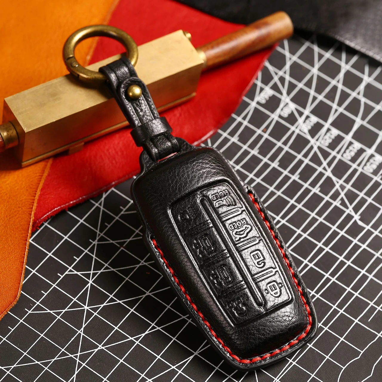 Fashion Luxury Leather Car Key Case Smart Key Cover Key Shell Keychain