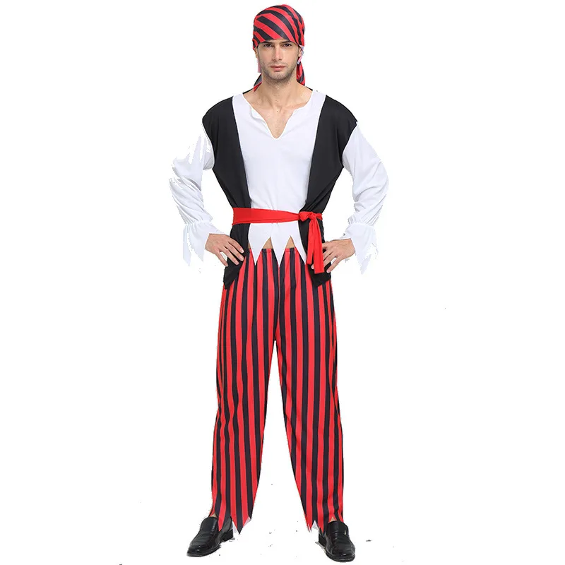 Halloween Adult Pirate Cosplay Costume Holiday Party Funny Dress Set Men Women Streetwear Long Sleeve Stage Performance