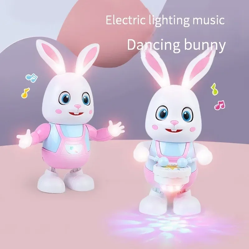 Robot Rabbit Dancing Sing Song Electronic Bunny Music Robotic Animal Beat Drum With LED Cute Electric Pet Toy Kids Birthday Gift 2