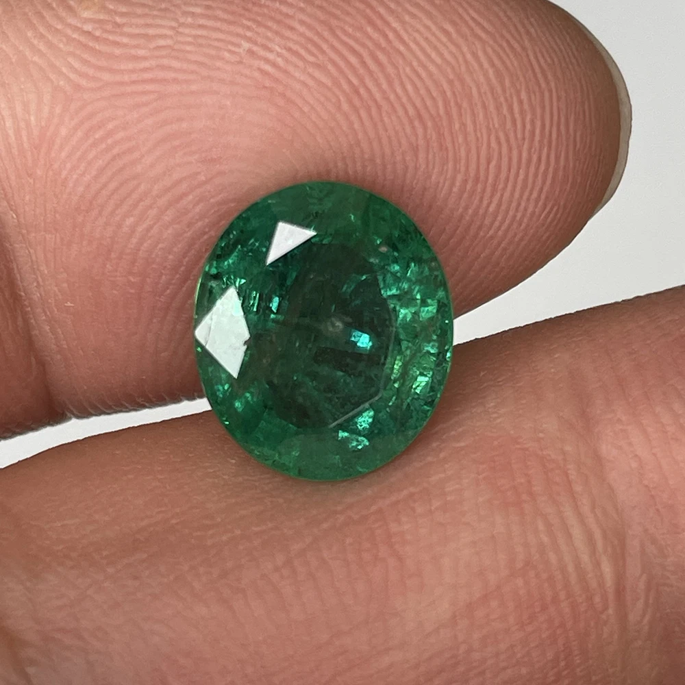 Emerald Gemstones Jewelry Natural Gemstones 5.15ct Very Green Oval Ring Pendant Earring Emerald Bead Kkit For Jewerly Making