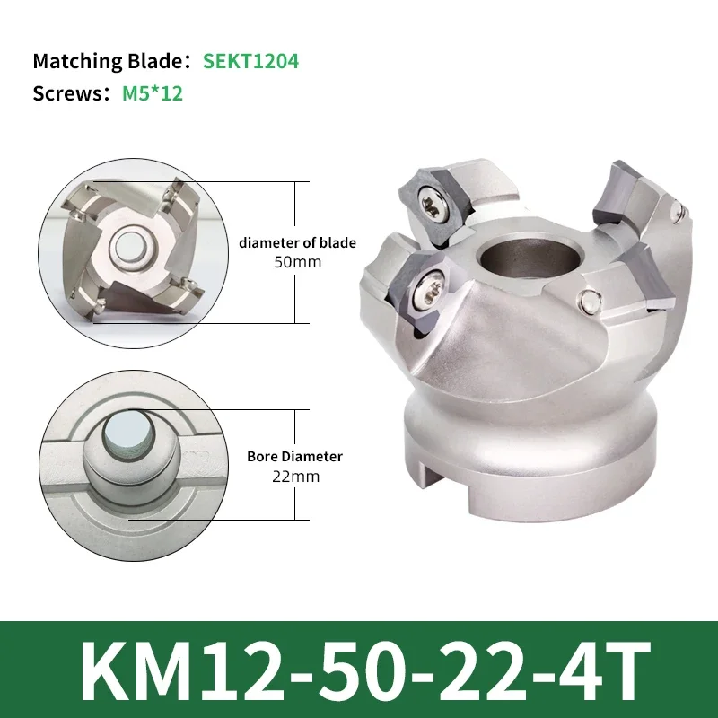 

Фрезерная головка KM12 50 63 80 100 для FMB22 FMB27 FMB32, держатель инструмента, патрон SEKT1204, карбидная вставка, токарный станок, Обрабатывающие инструменты
