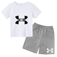 T-shirt à manches courtes et short avec logo imprimé - Vêtements de sport élégants - Ensemble de vêtements de sport pour enfants en 2 pièces - Ensemble pour enfants 4
