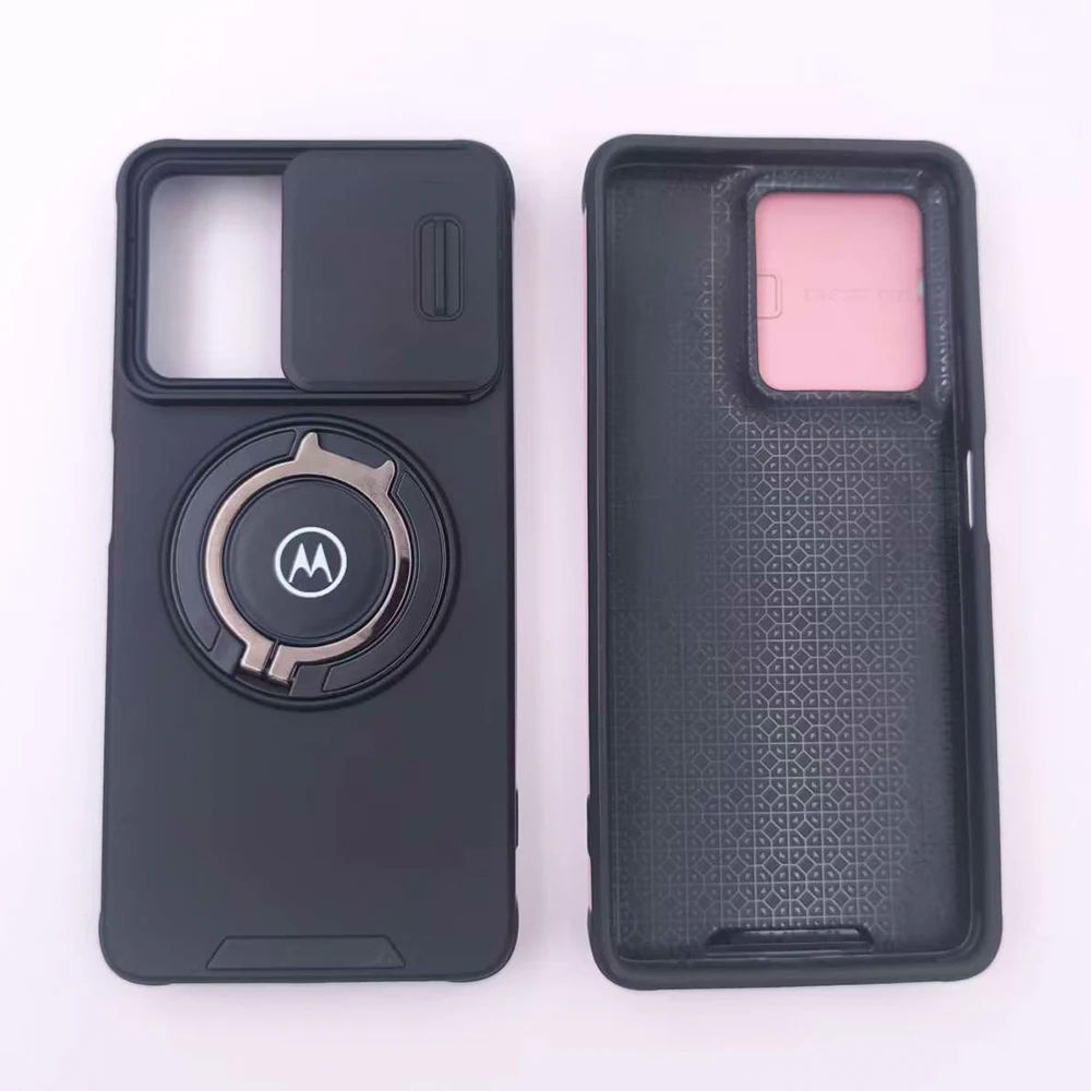 360 Degree Rotating Metal Ring Stand Case with Slide Camera Lens Protection and Shockproof Design