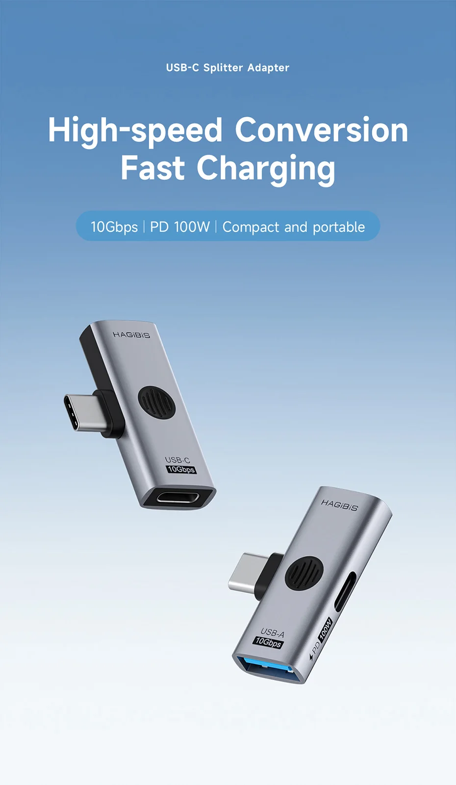 Dual USB C Adapter 2 in 1 Splitter Hagibis