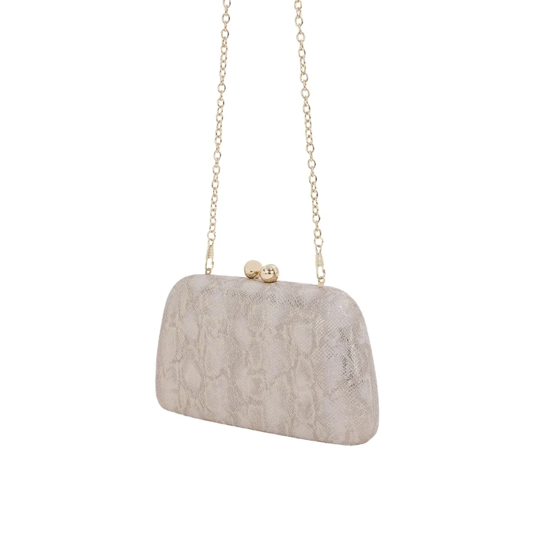 Fashion PU Leather Snake Texture Evening Bag Handbag Purse for Formal Parties E74B