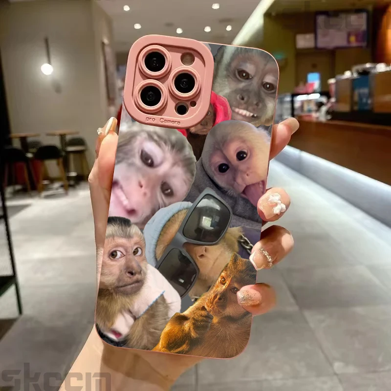 Quirky Monkey Pattern Matte Shockproof Phone Case