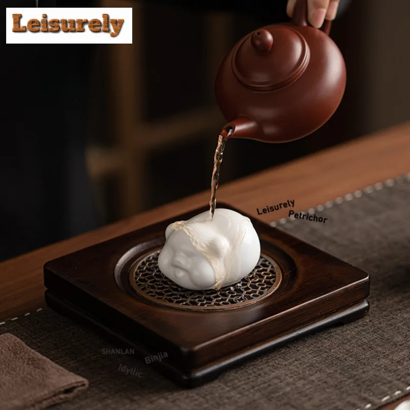 Cute Zodiac Wealth Pig Tea Pet Elegant Fish Tank Landscaping Tea Figurine Play Toys Tea Statue Ornaments Teaware Supplies Craft