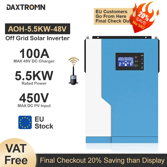 DAXTROMN 5KW netzunabhängiger Solar-Wechselrichter, 48V DC 80A