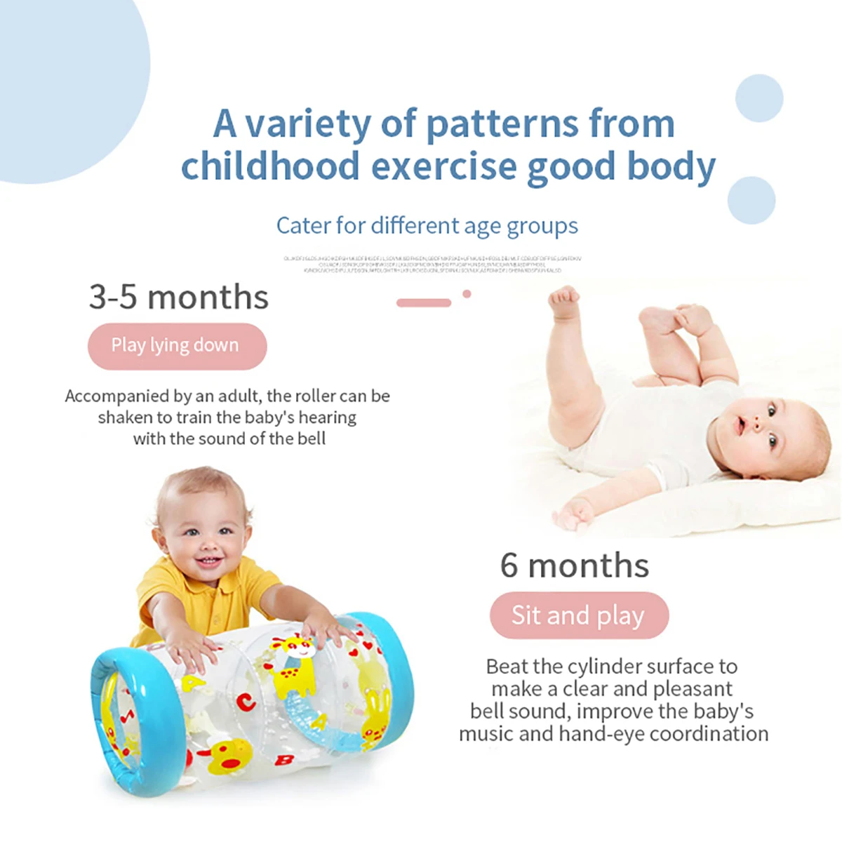 1PC Auxiliary learning crawling trainer baby inflatable roller baby practice climbing cylinder infant early education toy baby toys