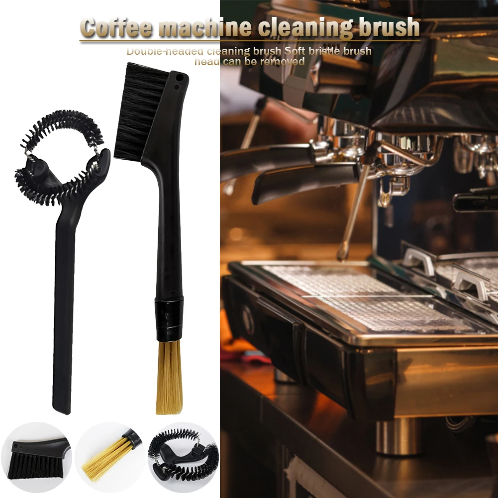 51/58mm Coffee Grinder Brush Professional Coffee Machine Washing Brush Removable Comfortable Grip Double-end for Coffee Shop Bar
