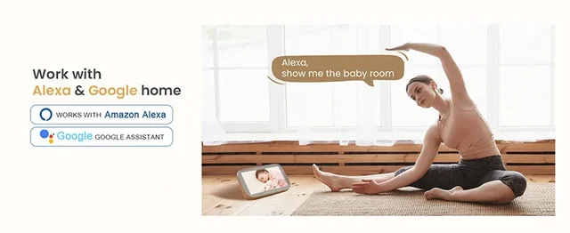 MY07 Alexa HD Baby Monitor 3MP Wireless WiFi Motion Tracking ONVIF Security Camera Remote RGB Night Light Two-way Intercom 6