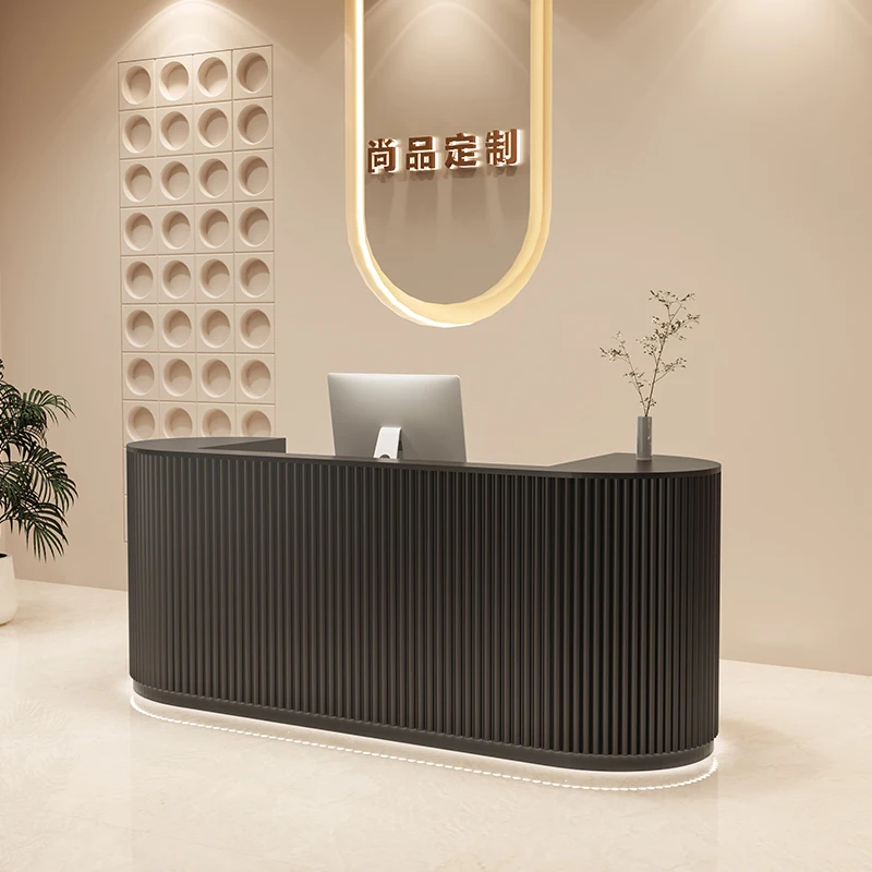 Luxury Cream Reception Desk Wind Cashier Bar Front Desk Reception Salon Shop Small Schreibtisch Commercial Furniture