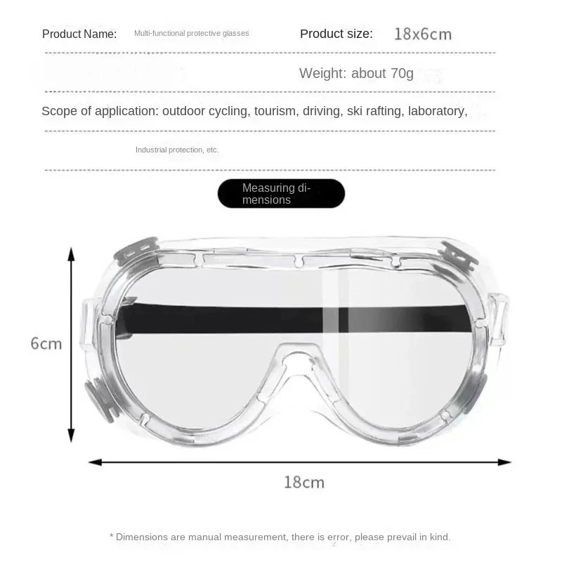 Lunettes de Protection Anti-Buée Anti-Poussière - Lot de 1