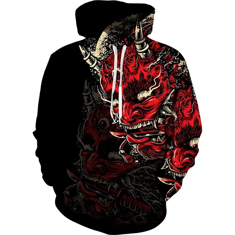 thumbnail image 1 of Sudadera con capucha de samurái japonés con estampado 3D para hombre, sudadera con estampado moderno y personalidad, camisetas de manga larga estilo Harajuku, sudaderas holgadas, 1 of 5