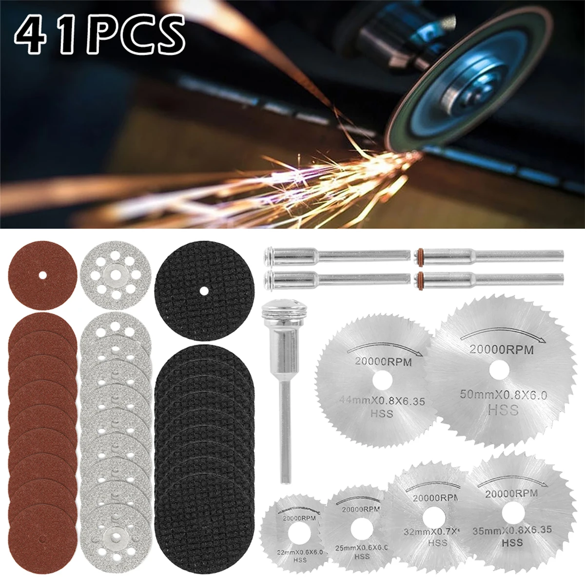 

41pcs Cutting Wheel Discs Set HSS Diamond Cutting Tool Universal Cut Off Circular Saw Blades Resin Cut Off Discs Kit with 5