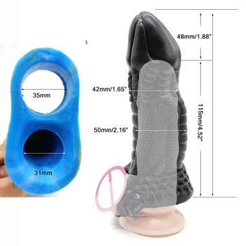 FAAK Silicone Penis Sleeve Extender Multi Color Reusable Condoms Adult Sex Toys For Men Delay Ejaculation Cock Enlargement 2