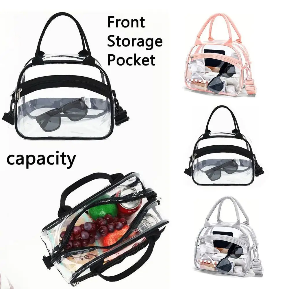 Zipper Transparent Crossbody Bag Waterproof Large Capacity Hand-held Wash Bag with Adjustable Strap PVC PVC Storage Bag Swimming 4