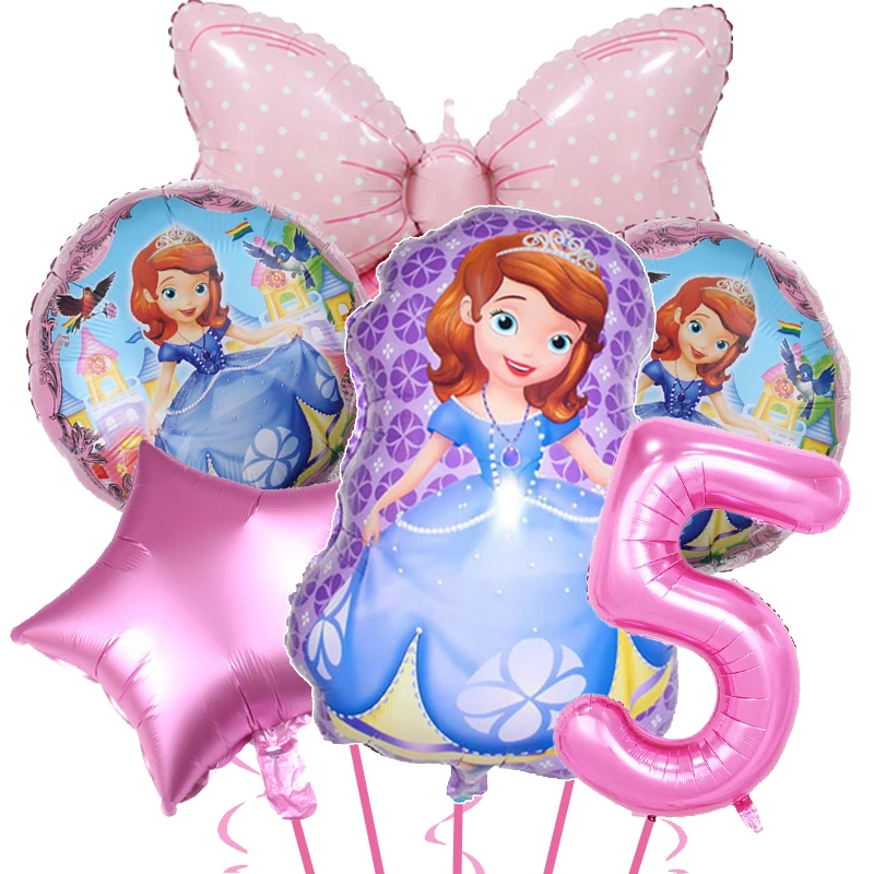 thumbnail image 1 of Decoración para fiesta de cumpleaños con temática de la Princesa Sofía de Disney, juego de vajilla de dibujos animados para fiesta de baby shower de niña, decoración con globos, suministros para event, 1 of 5
