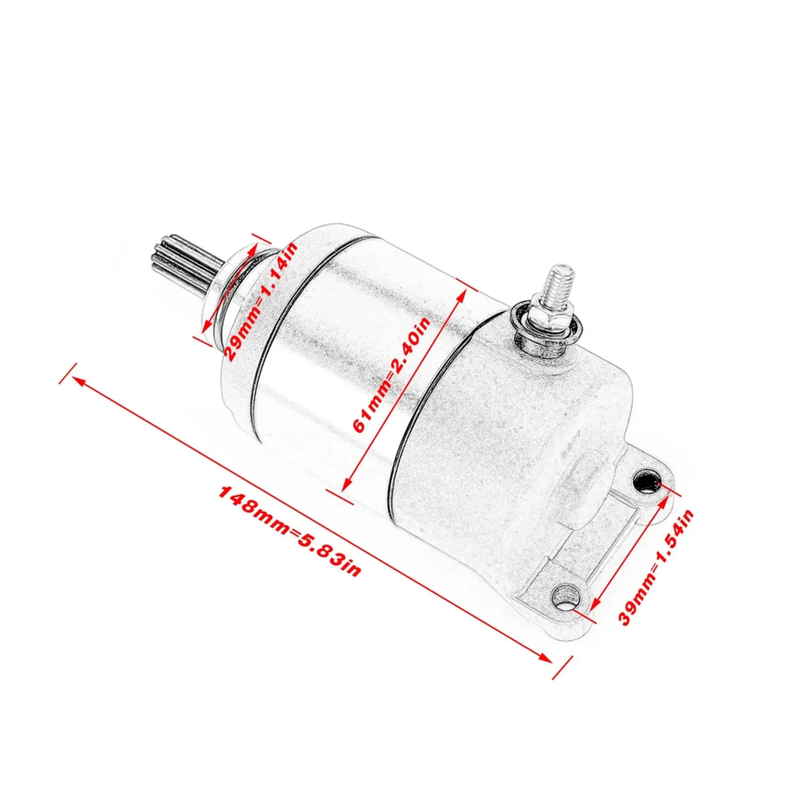 

Starter Motor Compatible with K-awasaki KLX140 KLX140L KLX140G KLX150L KLX125S KLX140S KLX150S 21163-0762 21163-0058 21163-0043