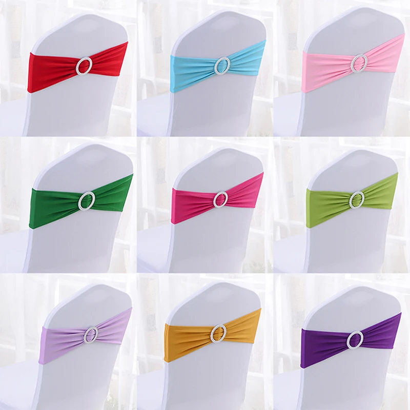

1PC Colours Spandex Chair Sash Wedding Lycra Chair Band Stretch For Chair Covers Decoration Party Dinner Banquet Chair Sash