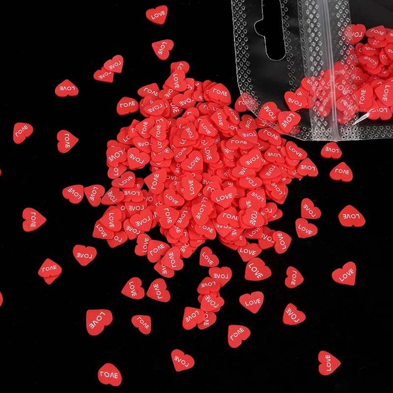 Red Love Sequins Nail Art Supplies For Professionals Pink Clay Slice Valentine's Day Flakes Manicure Design Nails Decorations | Красота и