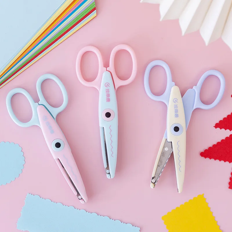 6PCS Decorative Paper Edge Scissors Set Scissor Album School Pinking Shear  Creative Scrapbook Replaceable Pattern Scissors