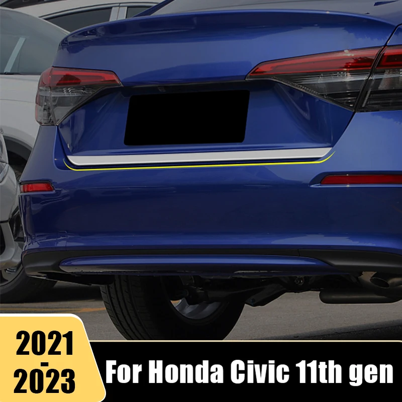 

Крышка багажника из нержавеющей стали для 11-го поколения Civic 2021 2022, крышка багажника автомобиля, крышка багажника, Обшивка двери, полоса прот...