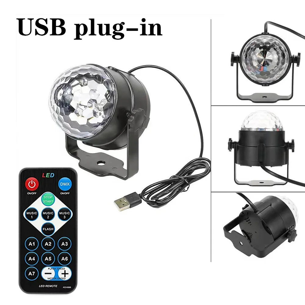 RGB LED Stage Disco Light Rotating Christmas Atmosphere Rotating Ball Lamp Magic Dance Car Gift Party Club Laser Show Lamp Party
