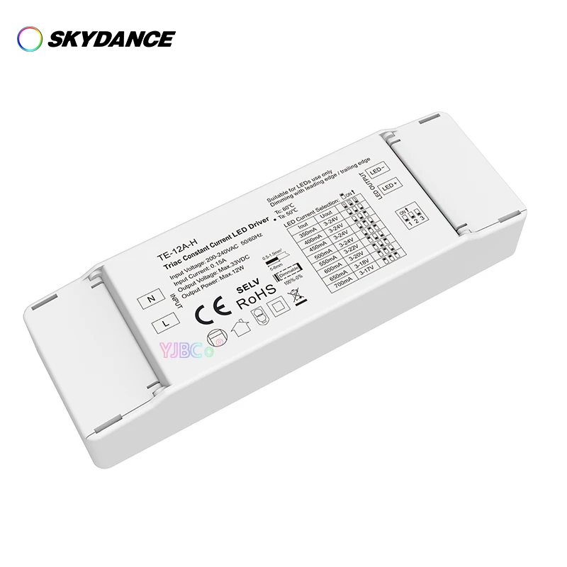 Skydance AC 220V 350-700mA 12W Triac Constant Current LED Driver 9-45V 100-450mA Power Supply for downlight,spotlight 3-24VDC 3w 2w 1w led driver 700ma input 5 35v dc dc constant current module