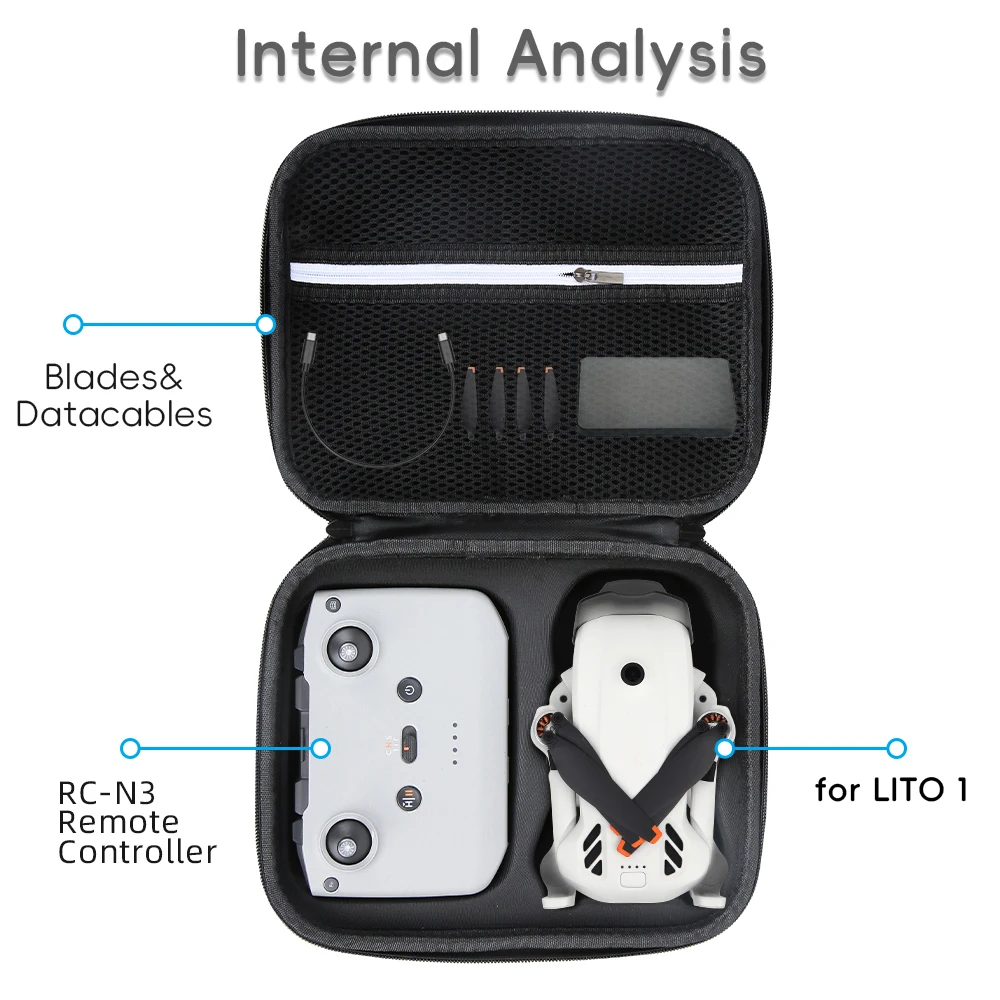 DJI Lito 1 드론 RC-N3 컨트롤러용 PU 휴대용 보관 가방 어깨끈이 있는 충격 방지 휴대용 여행용 케이스 보호 가방