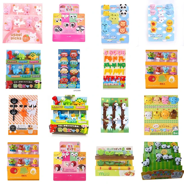 Animal Food Picks Mini Forks for Kids Cute Fruit Fork Bento Box Decor Reusable Cartoon Children Snack Cake Dessert Lunch Pick