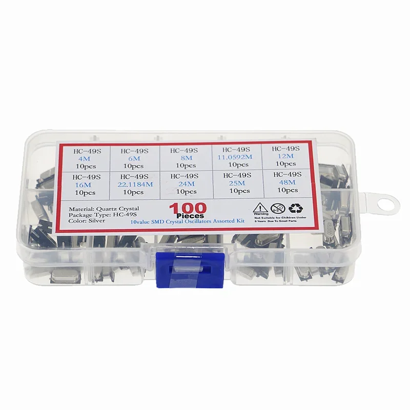 10Values HC-49S Quartz Resonator SMD Oscillator Kit 4MHz 6MHz 8MHz 12MHz 16MHz 24MHz 25MHz 48MHz 2Pin Electronic set