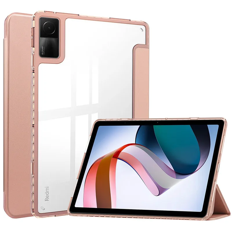 coque arrière transparente en cuir pu pour tablette compatible modèles redmi pad