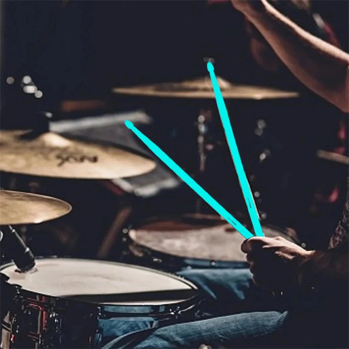 1 Paar 5A leuchtende Trommelstöcke, klassische Wassertropfen-Spitze, Nylon, neonfarben, leuchtende Trommelstöcke – ideal für Anfänger, Bühnenaufführer – Detail 6