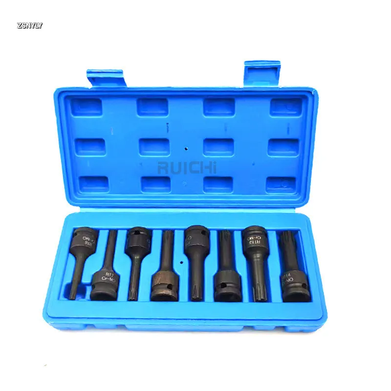 

7 Pcs Impact Socket Bits 3/8 Inch Driver Metric Star Torx Hex Spline Ratchet Screwdriver Bit Socket Set Tools