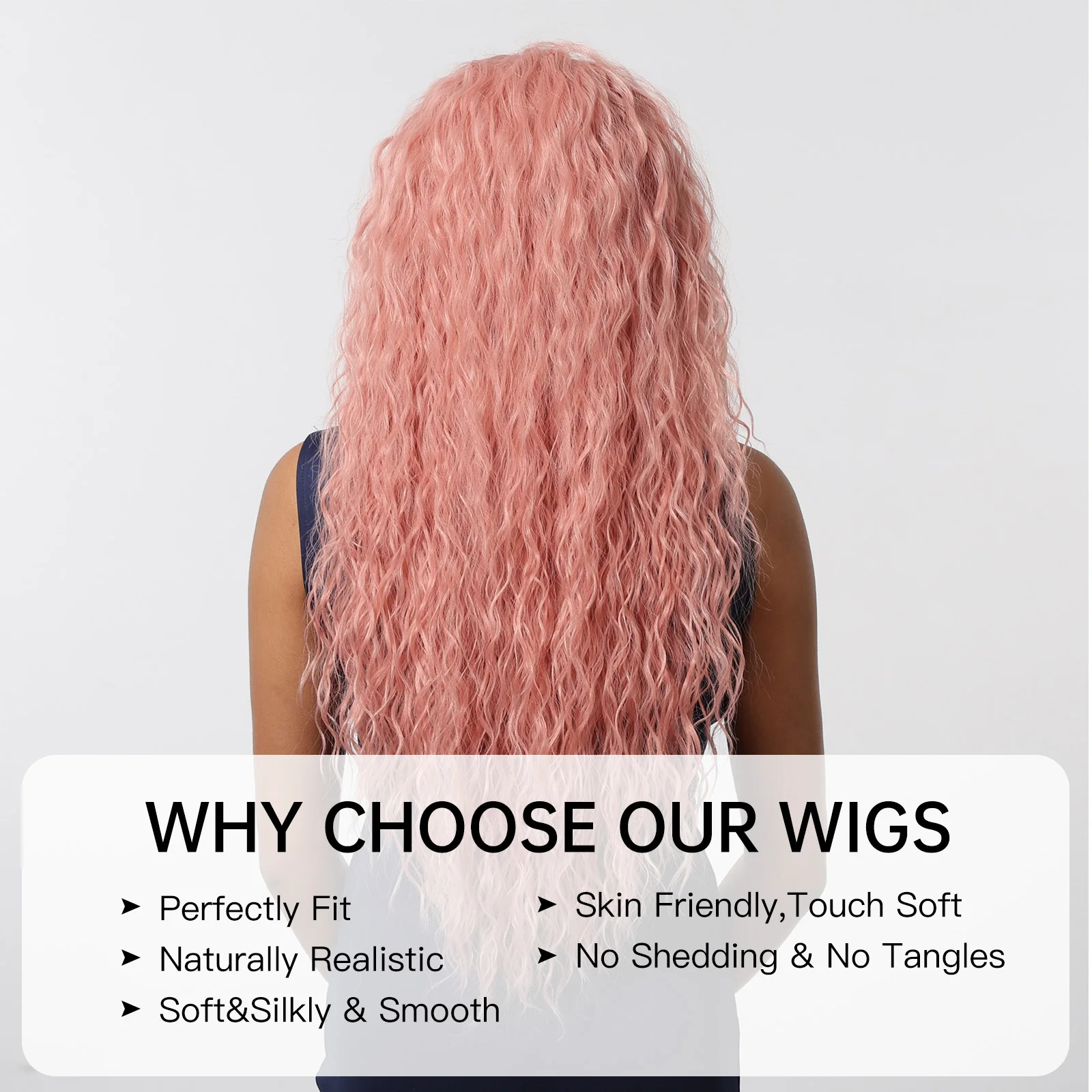 Long Wavy Curly Lace Synthetic Wig Pink 13*6 Lace Synthetic Wigs Cosplay Party Use Natural Hair Heat Resistant Fiber