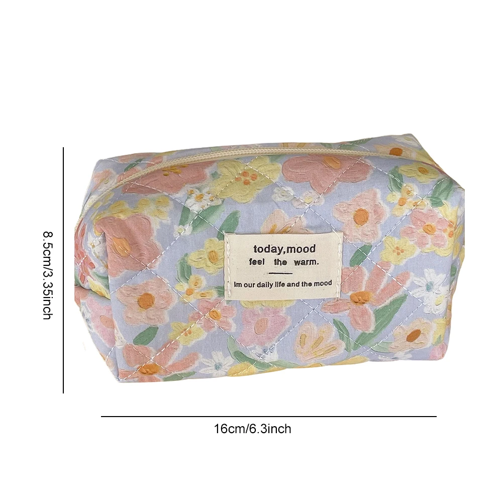 Toiletry Bag 3 Pcs Quilted Oil Painted Flower Toiletry Organizer Bag for Women Portable Large Cosmetic Pouch Travel Bag