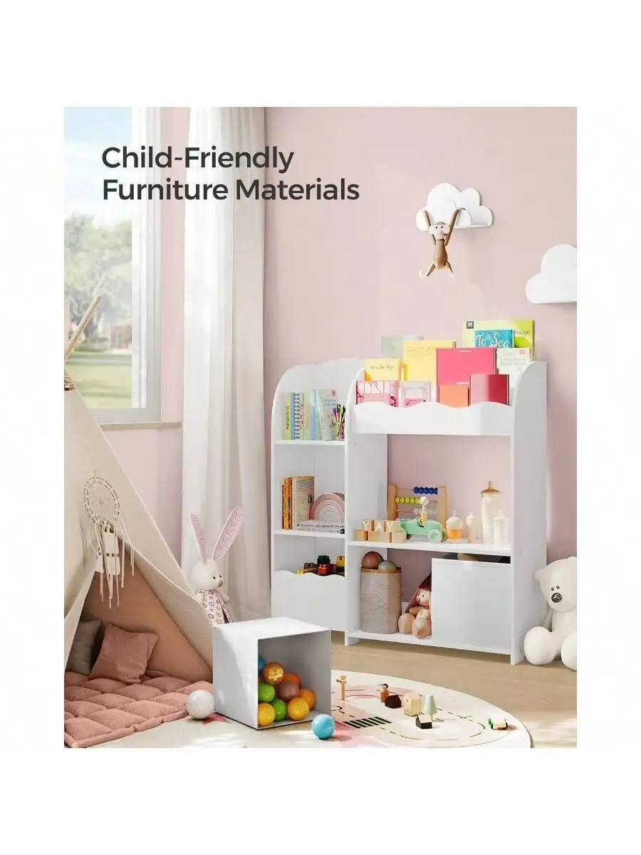 SONGMICS Toy and Book Organizer for Kids, Kids Bookshelf and Toy Storage, Storage Organizer with 2 Storage Boxes, for Playroom 3
