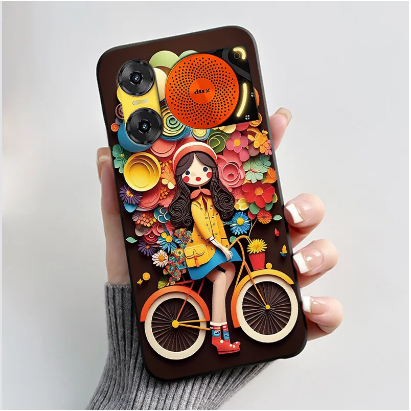 Cute Rabbit Black Silicone Phone Case, Soft TPU Cover