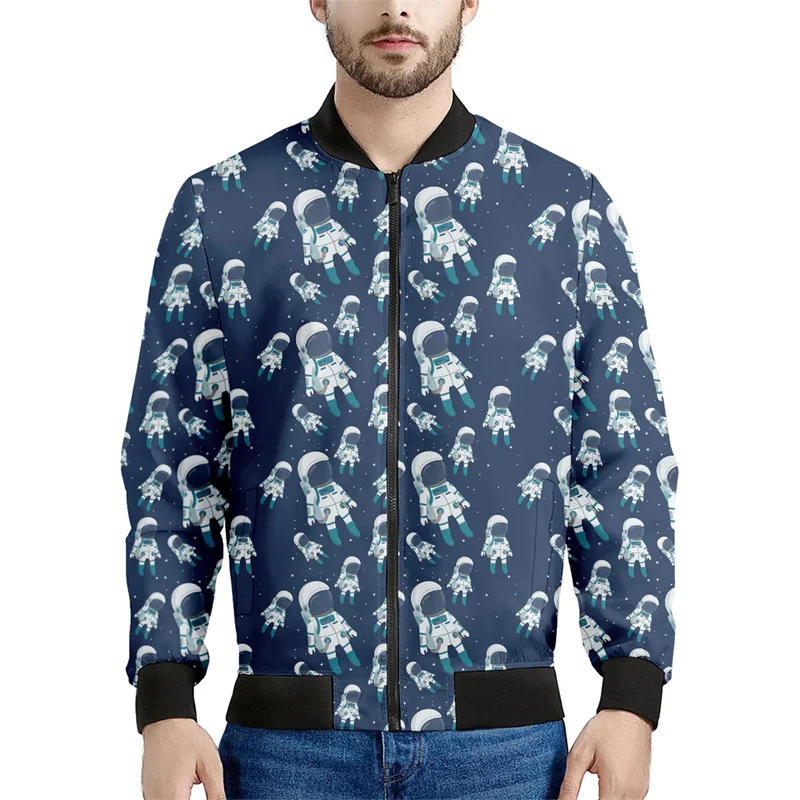 thumbnail image 1 of Chaqueta con cremallera y estampado 3D de astronauta espacial para hombre, chaqueta informal de calle, sudadera con cremallera y manga larga, 1 of 5