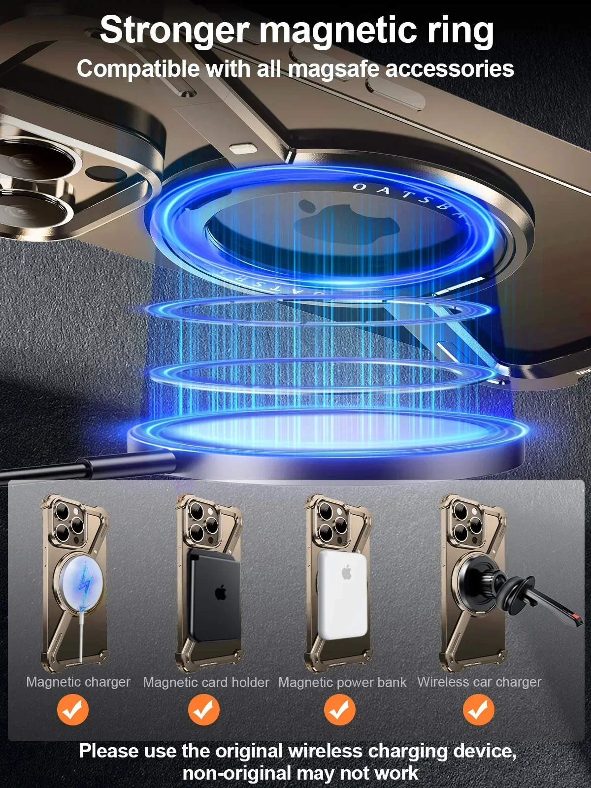 Eary Z Shape Metal Magsafe Phone Case for iPhone16 15 14 13 12 Pro Max Magnetic 360°Rotation Stand Metal Frameless Cover Bumper